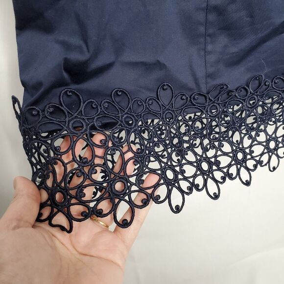 KARL LAGERFELD navy dress sleeveless crochet hem shift 16 - Picture 2 of 9